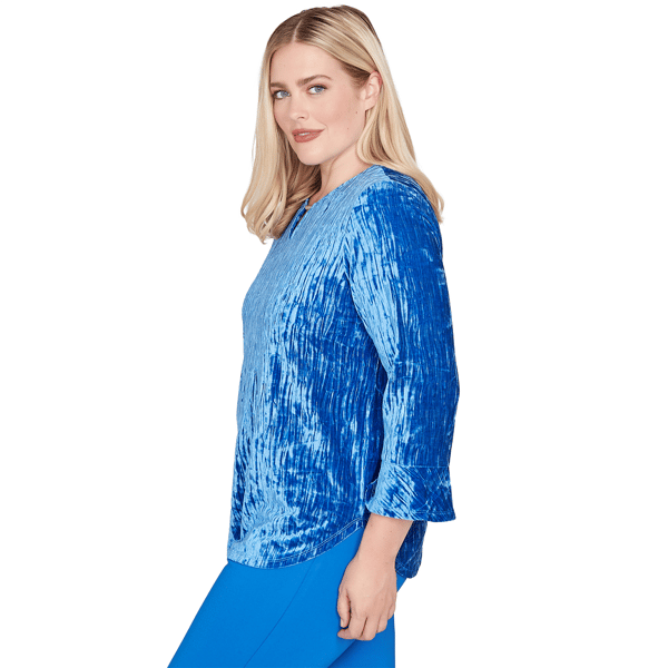 Womens Alfred Dunner Barcelona Crushed Velvet Keyhole Blouse