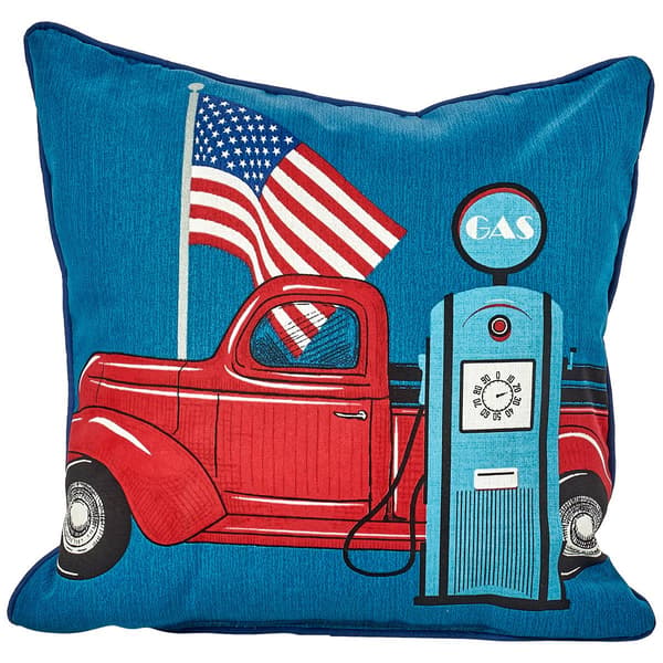 Jordan Manufacturing Truck & American Flag Outdoor Toss Pillow - image 