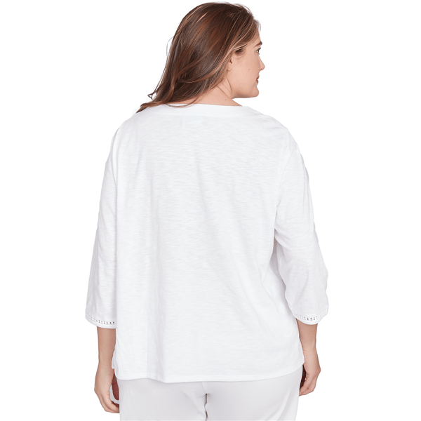 Plus Size Alfred Dunner Rise & Shine Embroidered Pineapple Tee