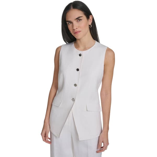 Womens Calvin Klein Sleeveless Button Front Linen Vest - image 