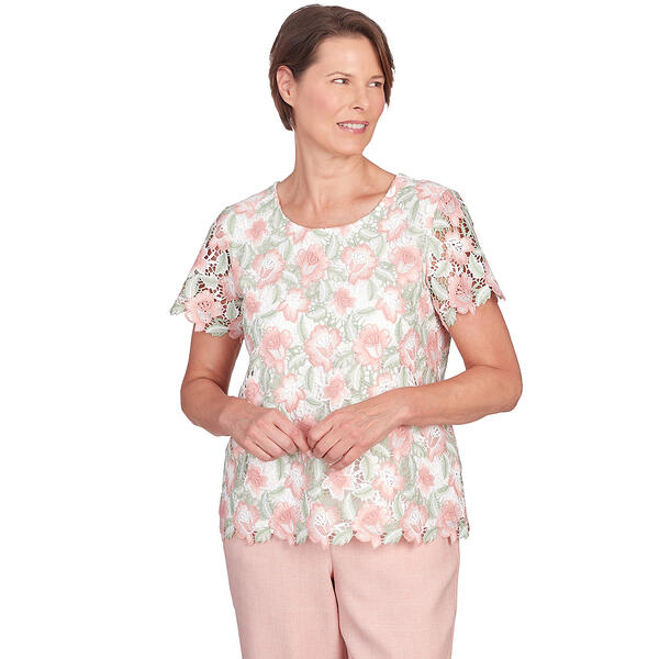 Womens Alfred Dunner English Garden Lace Floral Top - image 