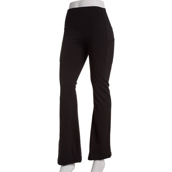 Juniors Love Tree Wide Waistband Flare Leggings with Pockets - image 