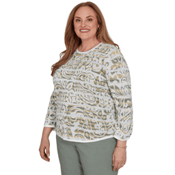 Plus Size Alfred Dunner Provence Paisley Stripe Sweater