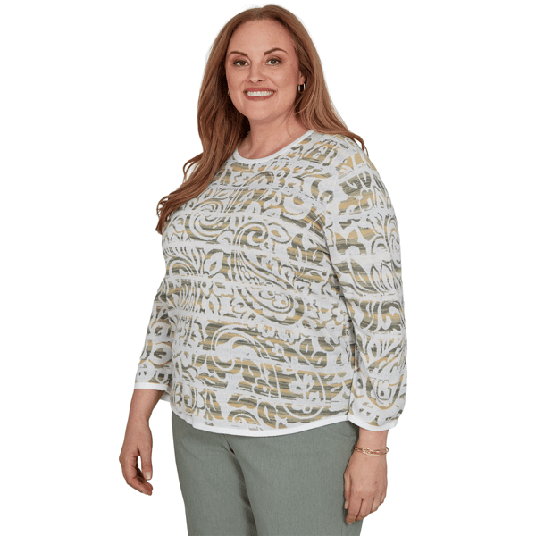 Plus Size Alfred Dunner Provence Paisley Stripe Sweater