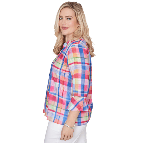 Womens Alfred Dunner The Royal Treatment 3/4 Sleeve Plaid Blouse