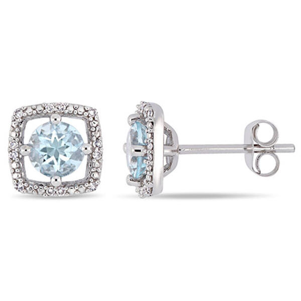 Gemstone Classics&#40;tm&#41; 10kt. White Gold & Aquamarine Stud Earrings - image 