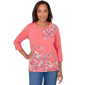 Petite Alfred Dunner Austin 3/4 Sleeve Etched Floral Blouse - image 1