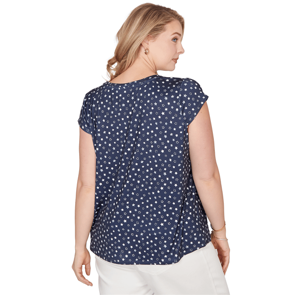 Plus Size Emaline Sapphire Serenade II Cap Sleeve Stars Tee