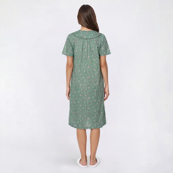 Womens Moon to Noon Short Sleeve Ditsy Floral Trapunto Duster
