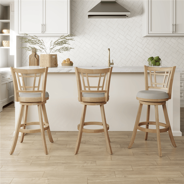 HH2 Home Fairfox Natural Wood Bar Height Swivel Stool
