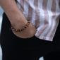 Mens Lynx Stainless Steel Bracelet with Tiger Eye Beads - image 2