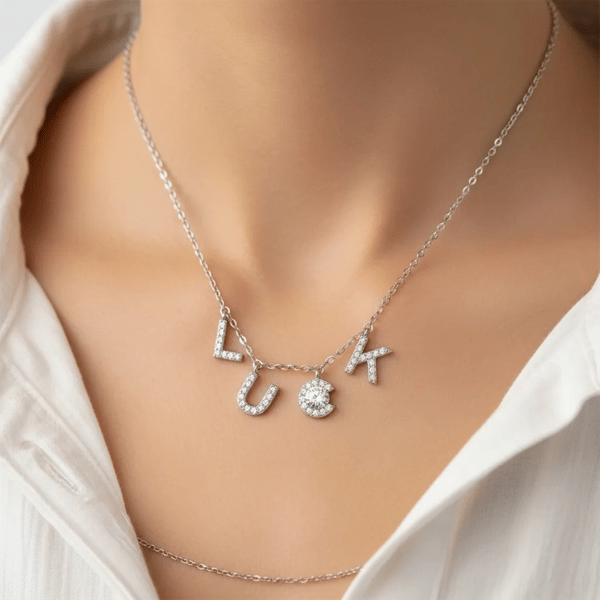 Saffron 0.5ctw. Moissanite Diamond Luck Letter Pendant Necklace