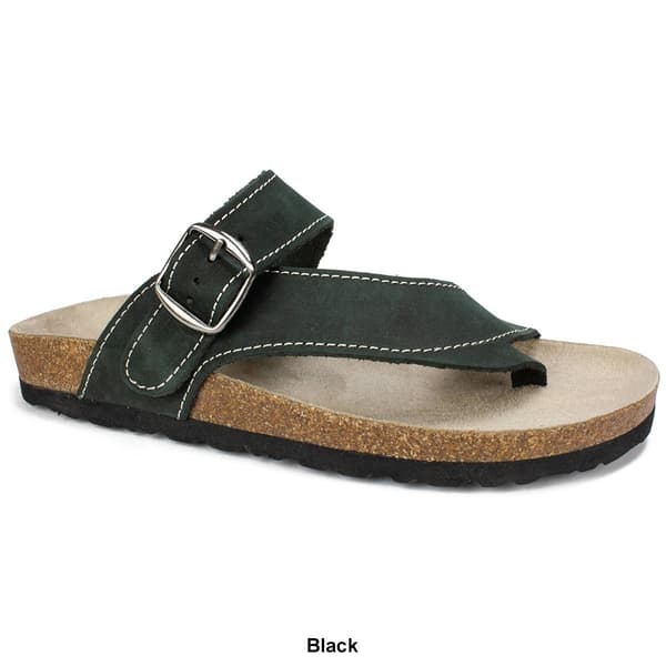 Womens White Mountain Carly Comfort Leather Footbed Sandals