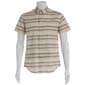 Mens Visitor Textured Cotton Woven Button Down Shirt-White/Brown - image 2