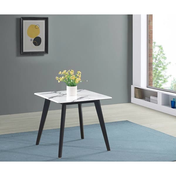 Coaster Black and White Square Faux Marble Top End Table - image 