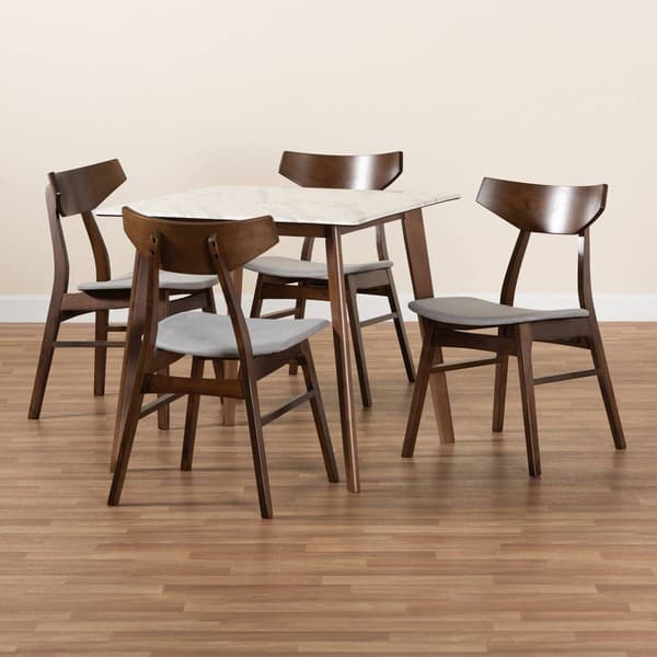 Baxton Studio Pearson Light Grey/Walnut Brown 5pc. Dining Set