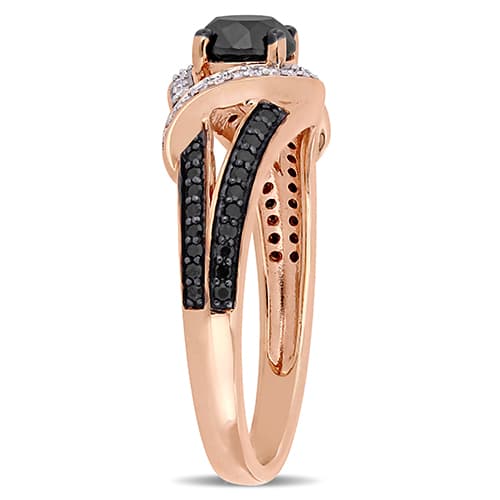 Radiant Rainbow™ Rose Gold Black Twist Engagement Ring