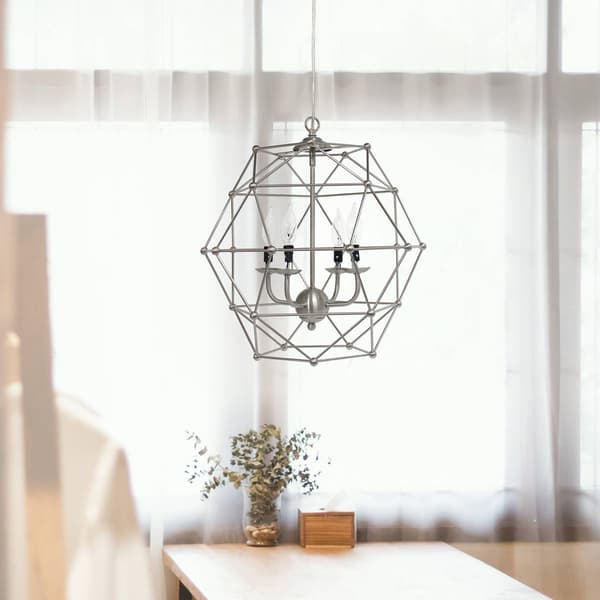 Elegant Designs Industrial 4 Bulb Hexagon Pendant Light