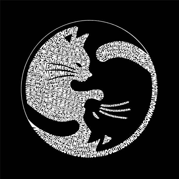 Plus Size LA Pop Art Yin Yang Cat Word Art Hoodie