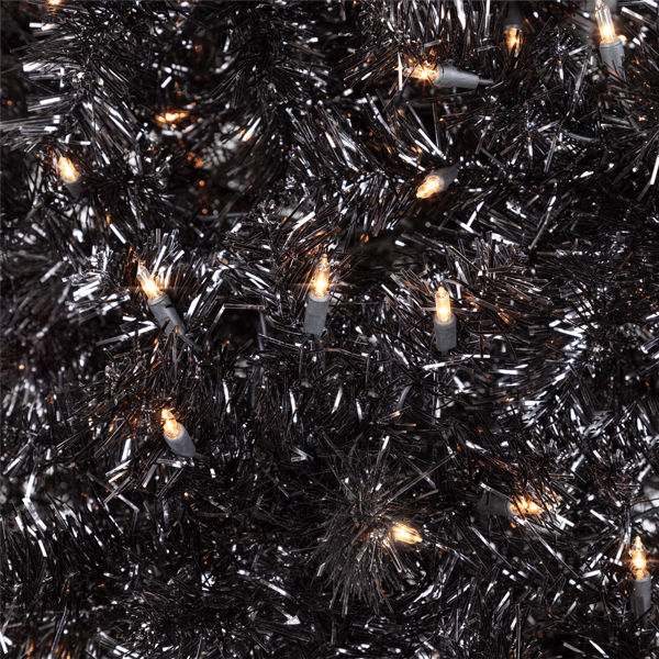 Northlight 9ft. Pre-Lit Black Artificial Tinsel Halloween Tree
