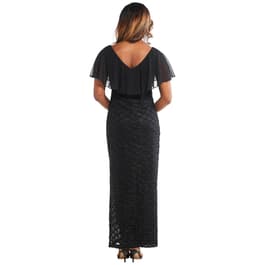 Womens Connected Apparel Chiffon Overlay Eyelash Maxi Dress