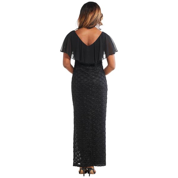 Womens Connected Apparel Chiffon Overlay Eyelash Evening Gown