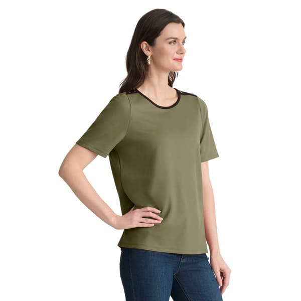 Womens Jones New York Short Sleeve Button Shoulder Blouse