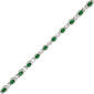 Silver Plated Lab Created Emerald Oval Bracelet - image 1