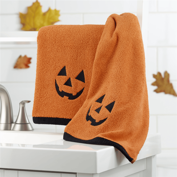 Avanti Jack-O-Lantern Halloween 2pk.Embroidered Hand Towels
