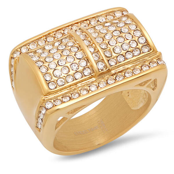 Mens Steeltime 18kt. Gold Plated & Cubic Zirconia Ring - image 
