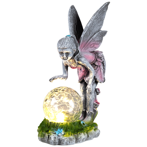 Northlight Solar Fairy with Gazing Ball Outdoor Garden Statue