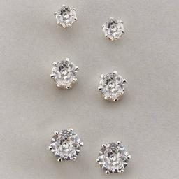 Design Collection Silver Plated CZ Trio Earrings