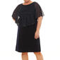Plus Size Connected Apparel Metallic Overlay Shift Dress - Navy - image 3