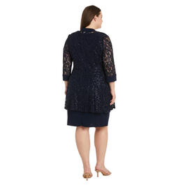 Plus Size R&M Richards Embroidered Sequin Lace Jacket Dress