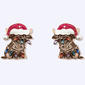 Gold-Tone Highland Cow w/ Lighted Santa Hat Earrings - image 1