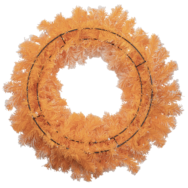 Northlight 24in. Pre-Lit Flocked Orange Pine Christmas Wreath