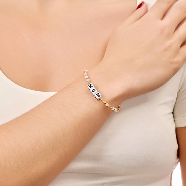 Athra 14kt. Gold over Brass Pink Mom Stretch Beaded Bracelet