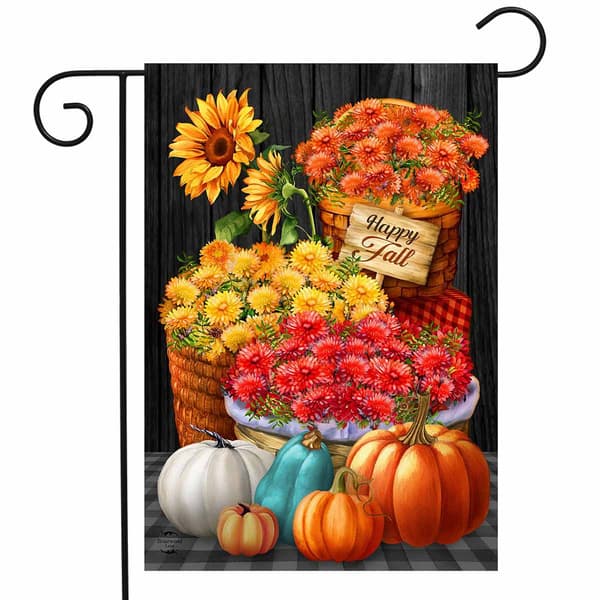 Briarwood Lane Baskets of Mums Garden Flag - image 
