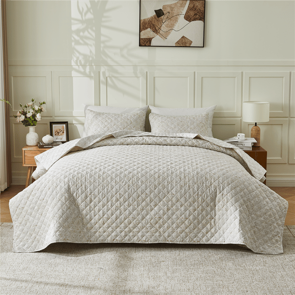 Patina Vie Maison Vintage Floral Perrie Ornate Lotus Quilt Set - image 