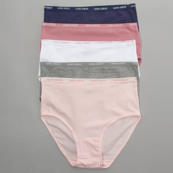 Womens Laura Ashley® 5pk. Brief Panties with Logo - LS9221-5PKRI