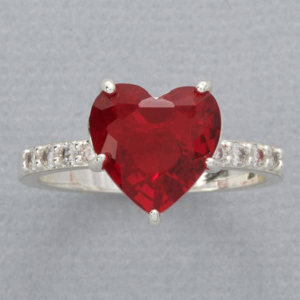 Ashley Cooper(tm) Siam CZ Heart Ring with Pave - image 