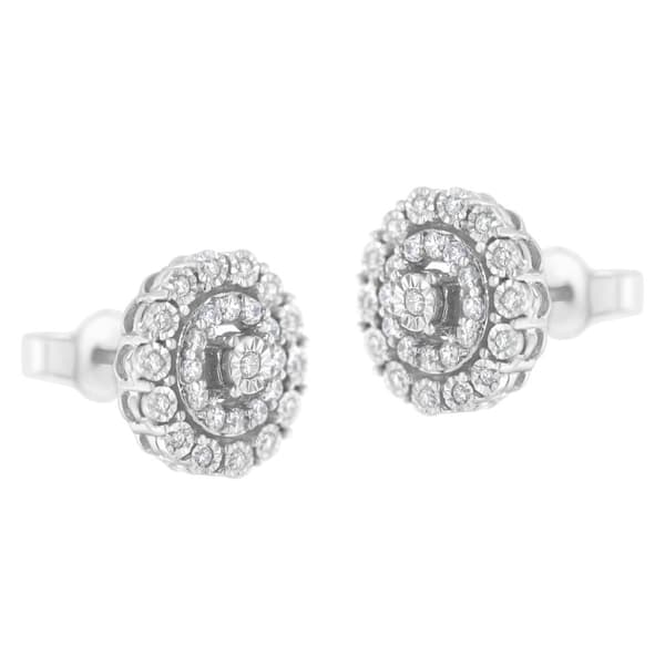 Haus of Brilliance 10kt. White Gold 1/2ctw. Halo Diamond Earrings