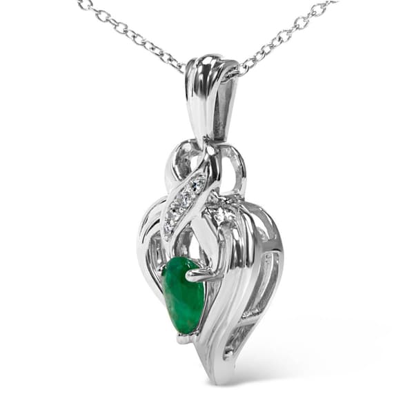 Haus of Brilliance Sterling Silver Emerald & Diamond Pendant