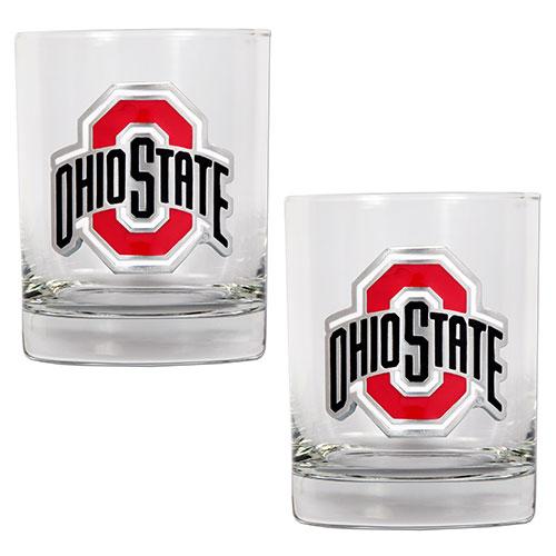 NCAA Ohio State Buckeyes 2pc. Rocks Glass Set