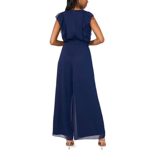 Womens MSK Sleeveless Ruffle Surplice Chiffon Jumpsuit