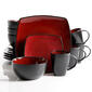 Gibson 16pc. Red Soho Lounge Square Dinnerware Set - image 1