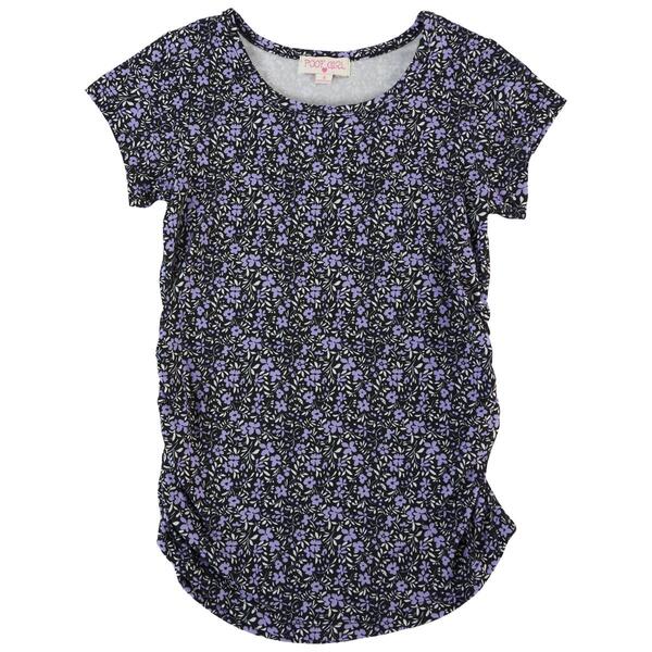 Girls &#40;7-16&#41; Poof! Girl Ruched Side Floral Tee - image 