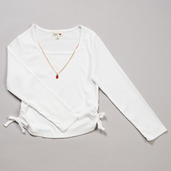 Girls (7-16) Dream Girl Side Cinch Top w/ Strawberry Necklace - image 
