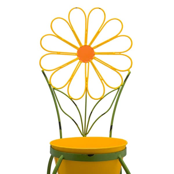 Alpine 24in. Yellow Flower Planter w/ Stand