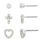 Freedom 3pr. Crystal Stud Cross & Heart Stud Earrings Set - image 1